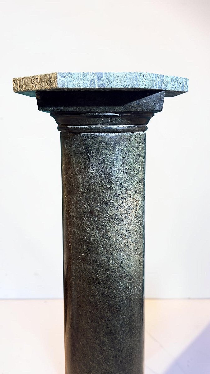 Colonne d'exception en Marbre serpentine vert des Alpes-photo-8