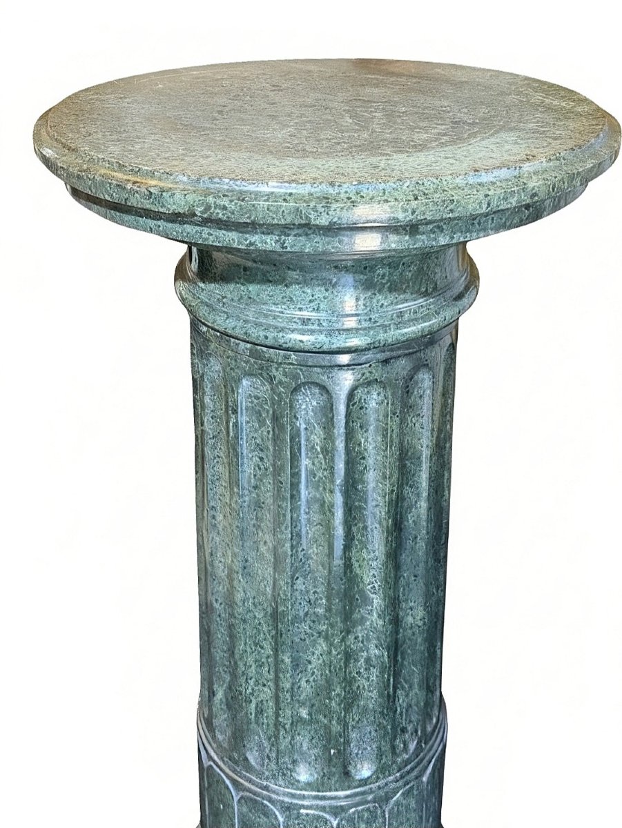 Large Column Made Of Green Alps Serpentine Marble-photo-3