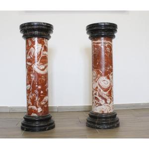 Great Column In Red French Marble And Black Marble 