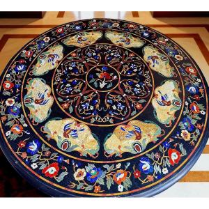 Table With Floral Inlays In Marble,  Florentine 