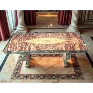 Table de salon basse avec plateau en marbre unique 