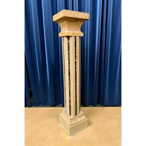 Column In Travertine Marble And Black Marble 