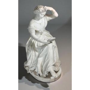 Elegant Lady In Rich Dress Sitting On A Chair With Lion Paws While Looking In The Mirror Marble