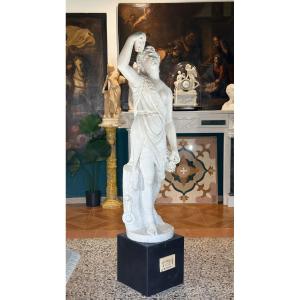 STATUE MYTHOLOGIQUE MONUMENTALE DE DIONYSOS Sculptée à la main dans du Marbre blanc de Carrare