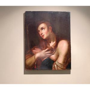 Tableau représentant Marie-Madeleine, huile sur panneau du XVIe siècle