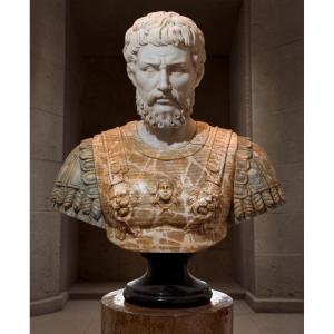 Monumental Bust Depicting A Roman Emperor Rare Marbles