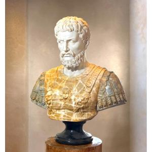 Monumental Bust Depicting The Roman Emperor Septimius Severus, Made Of Rare Marble