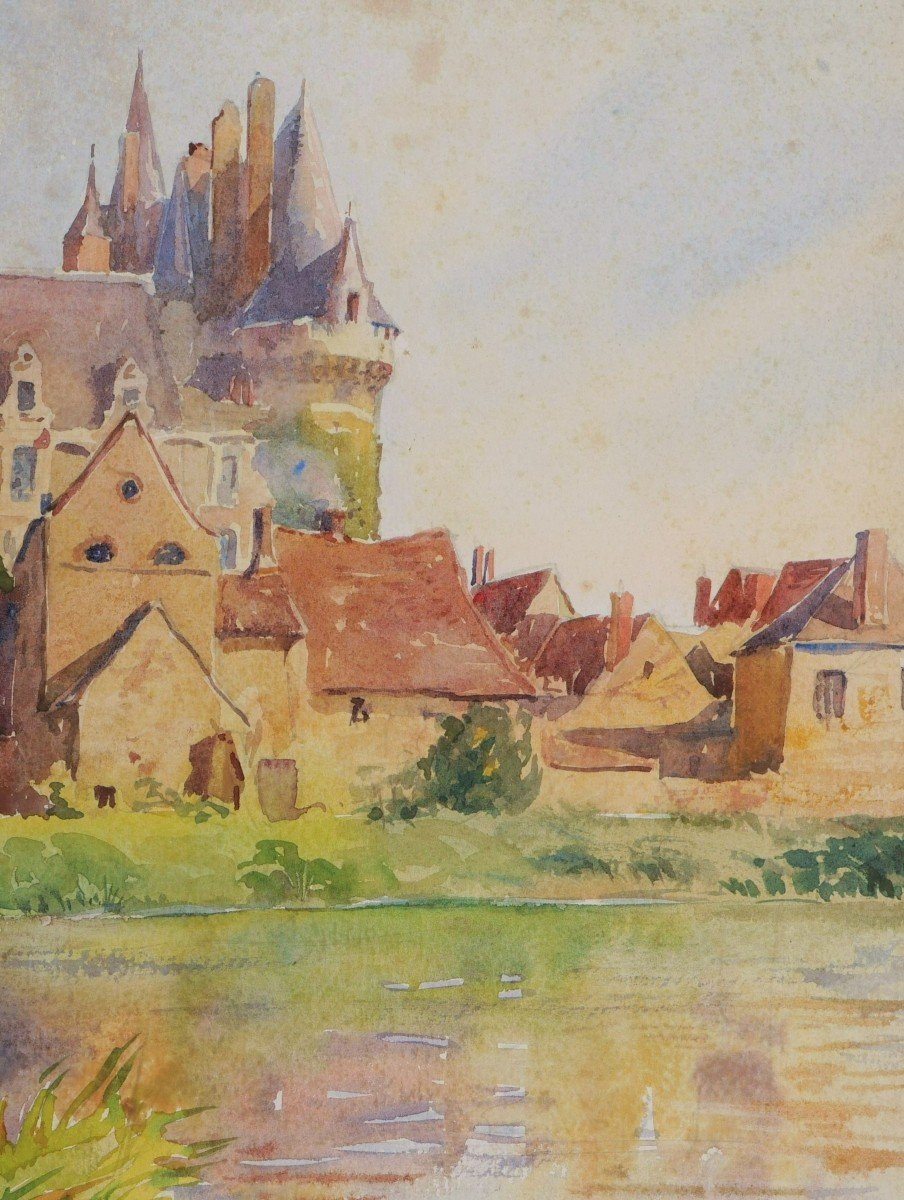 André Alfred Debergue, View Of The Château De Durtal In Anjou-photo-2