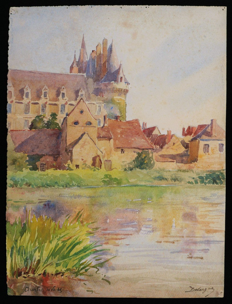 André Alfred Debergue, View Of The Château De Durtal In Anjou-photo-1