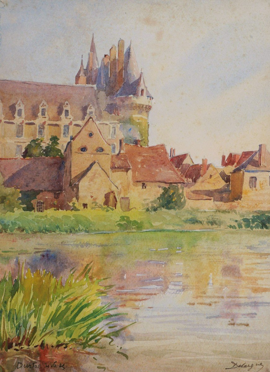 André Alfred Debergue, View Of The Château De Durtal In Anjou