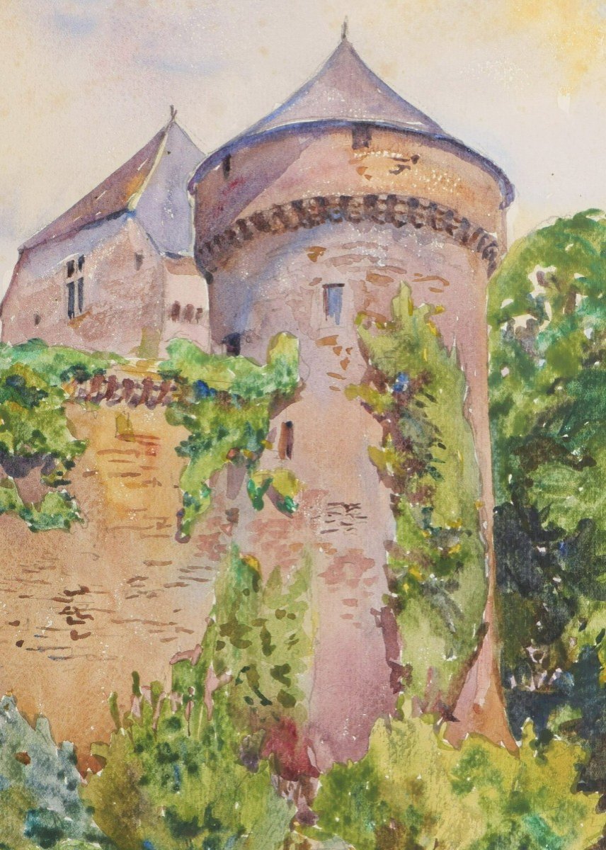 André Alfred Debergue, View Of The Château De Lassay In Mayenne-photo-2