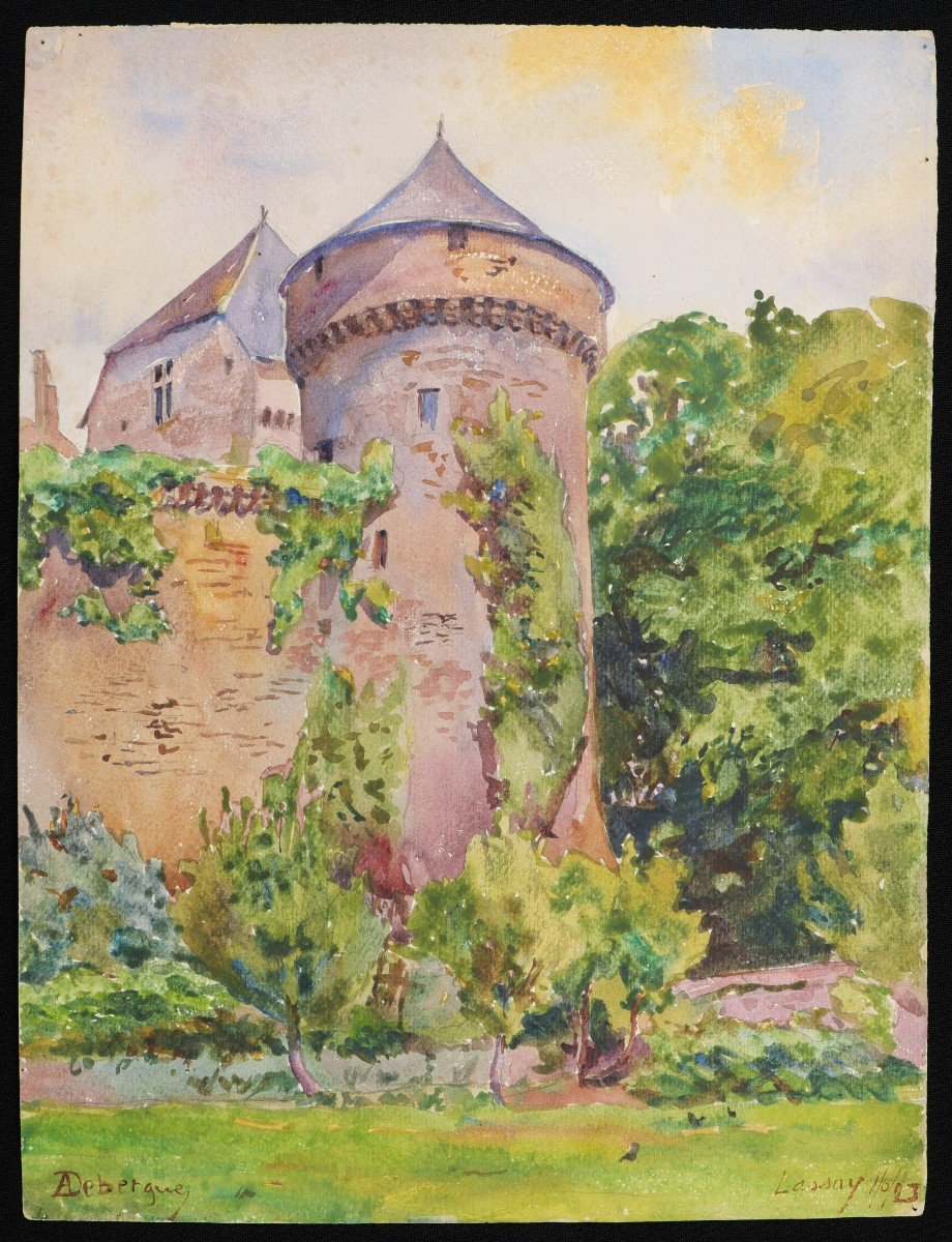 André Alfred Debergue, View Of The Château De Lassay In Mayenne-photo-1