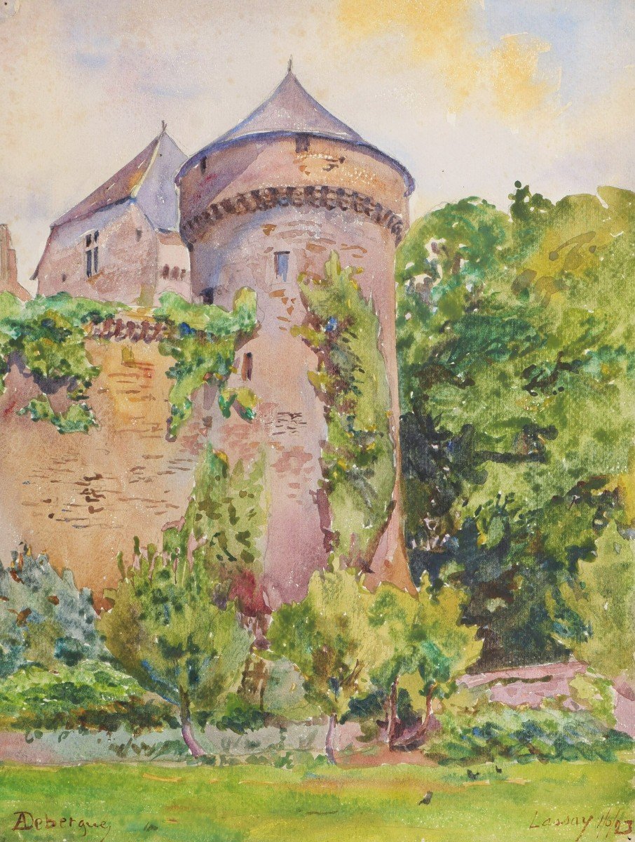André Alfred Debergue, View Of The Château De Lassay In Mayenne
