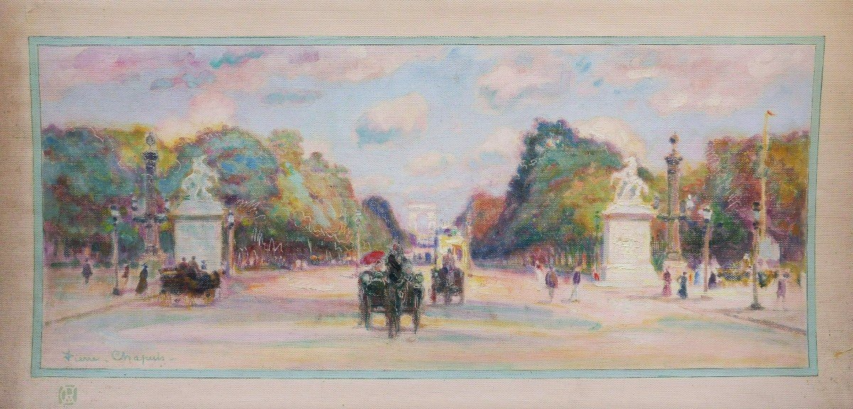 Pierre CHAPUIS, Vue animée en bas de de l'Avenue des Champs-Élysées-photo-2