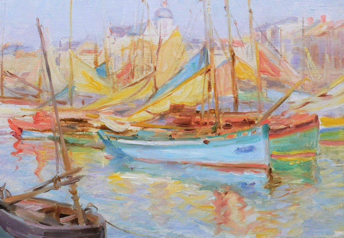 Attributed To Edmond Marie Petitjean, Boats In Les Sables d'Olonne-photo-2