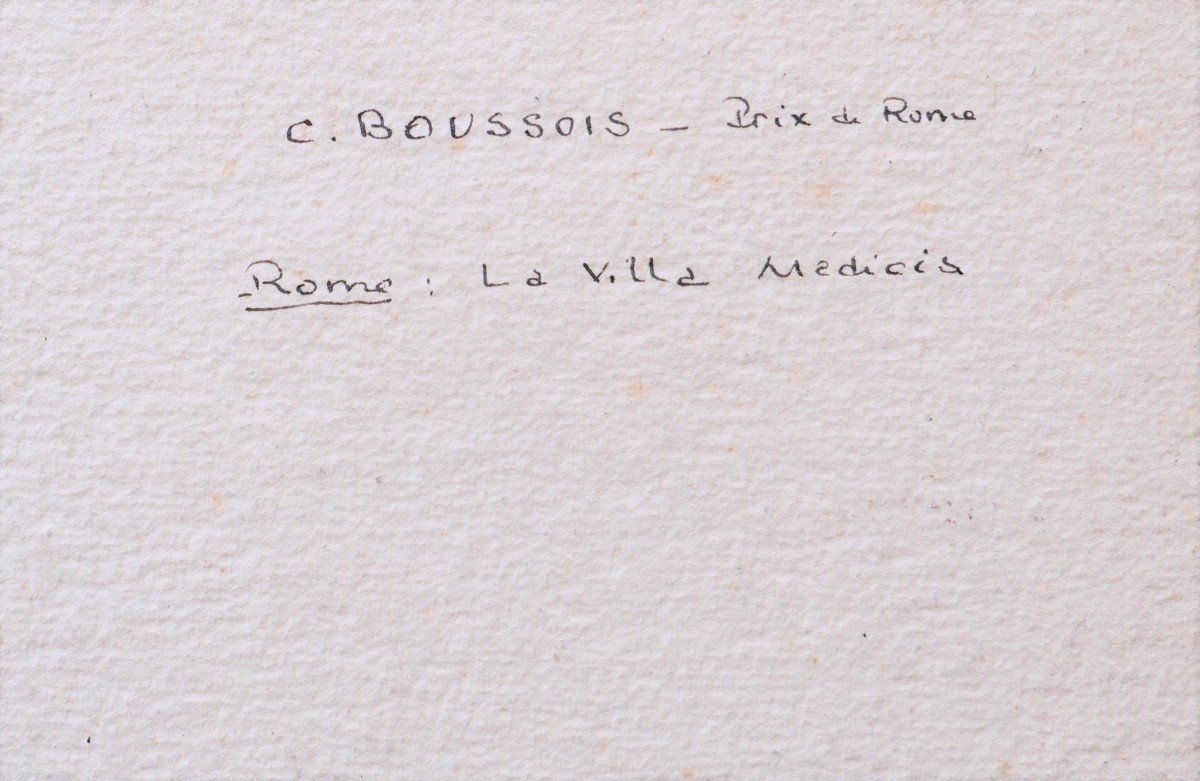 Charles Louis BOUSSOIS, Vue de la Villa Médicis à Rome : les jardins depuis la Loggia dei Leoni-photo-2