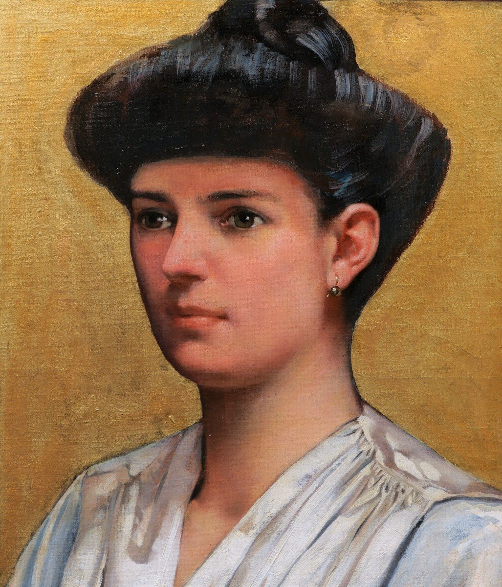 Casimir-Joseph, dit Paul LIPPE,  Portrait de femme en robe blanche-photo-2