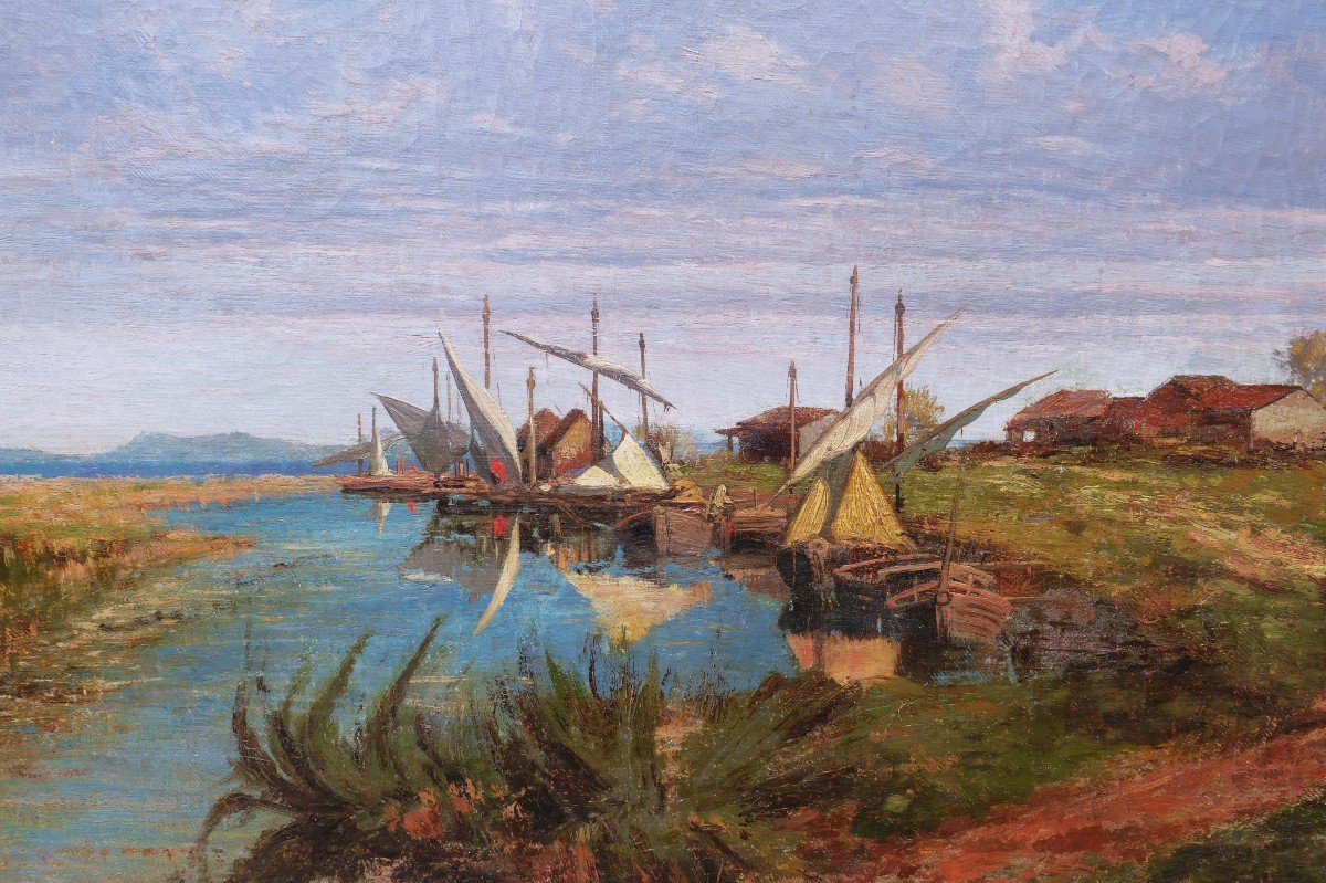 École provençale du XIXème siècle, entourage de Paul GUIGOU, Paysage vers les Martigues-photo-2