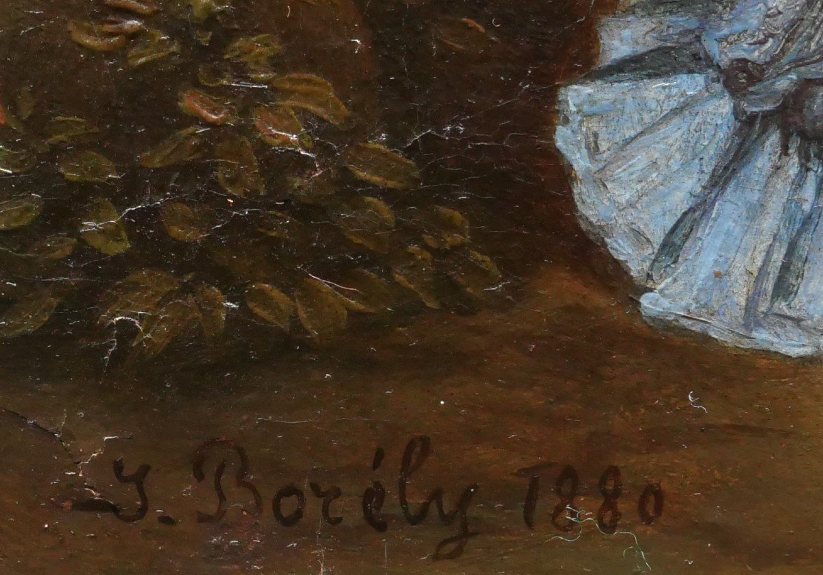 J. BORÉLY, Femme assise en forêt, un livre à la main-photo-3