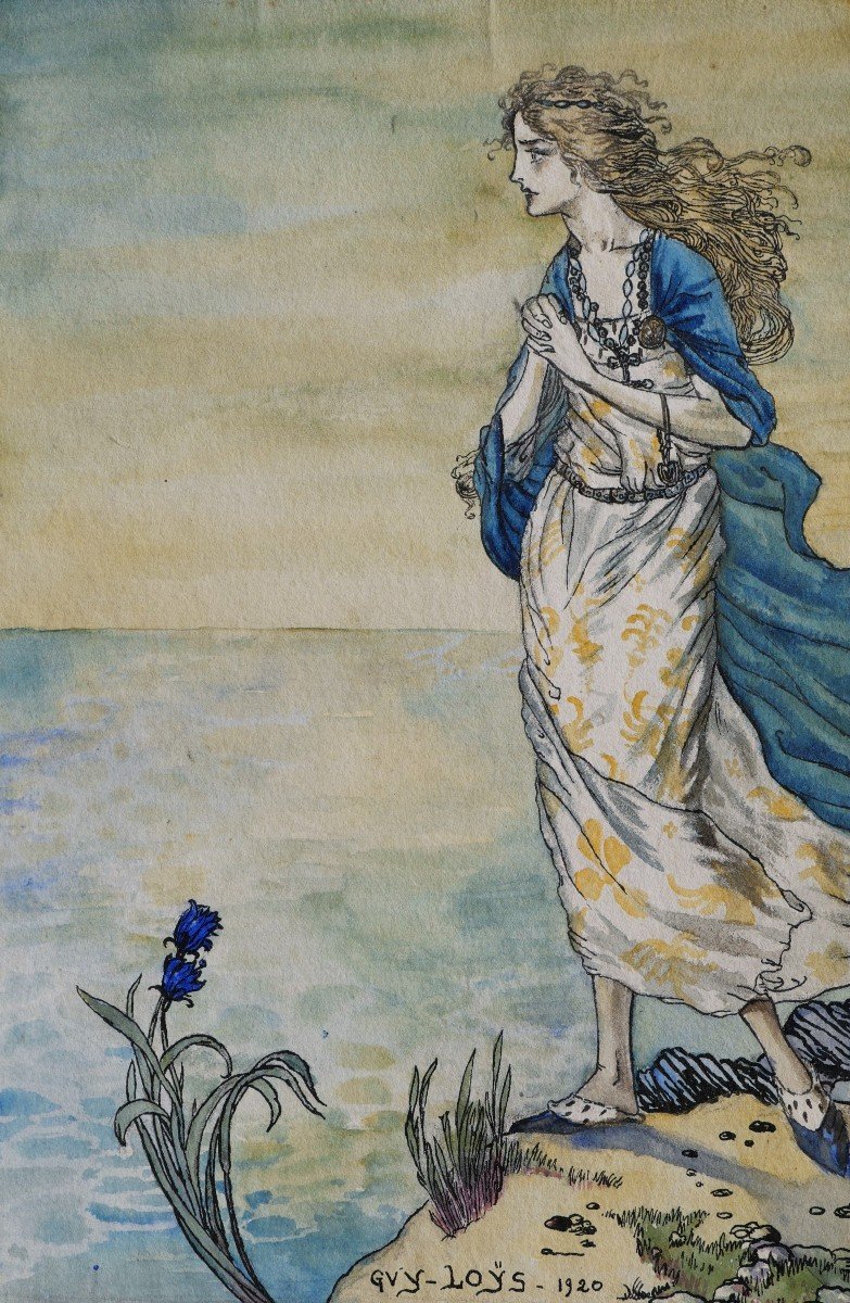 Louis BILLARD, alias Guy-Loÿs, Le Roi d'Ys (album complet de 15 aquarelles originales)-photo-4
