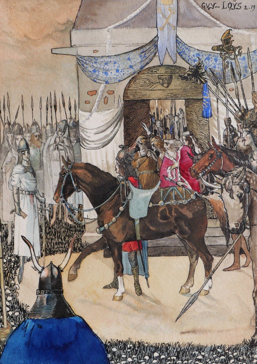 Louis BILLARD, alias Guy-Loÿs, Le Roi d'Ys (album complet de 15 aquarelles originales)-photo-1