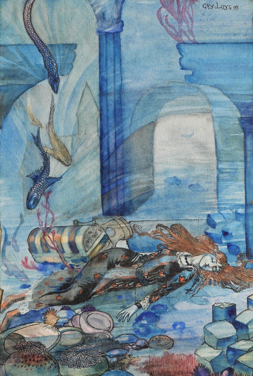 Louis BILLARD, alias Guy-Loÿs, Le Roi d'Ys (album complet de 15 aquarelles originales)