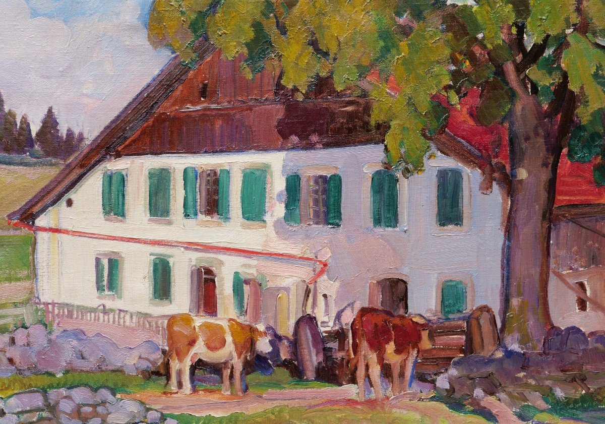 François Louis Jaques, Farm And Cows In The Jura-photo-2