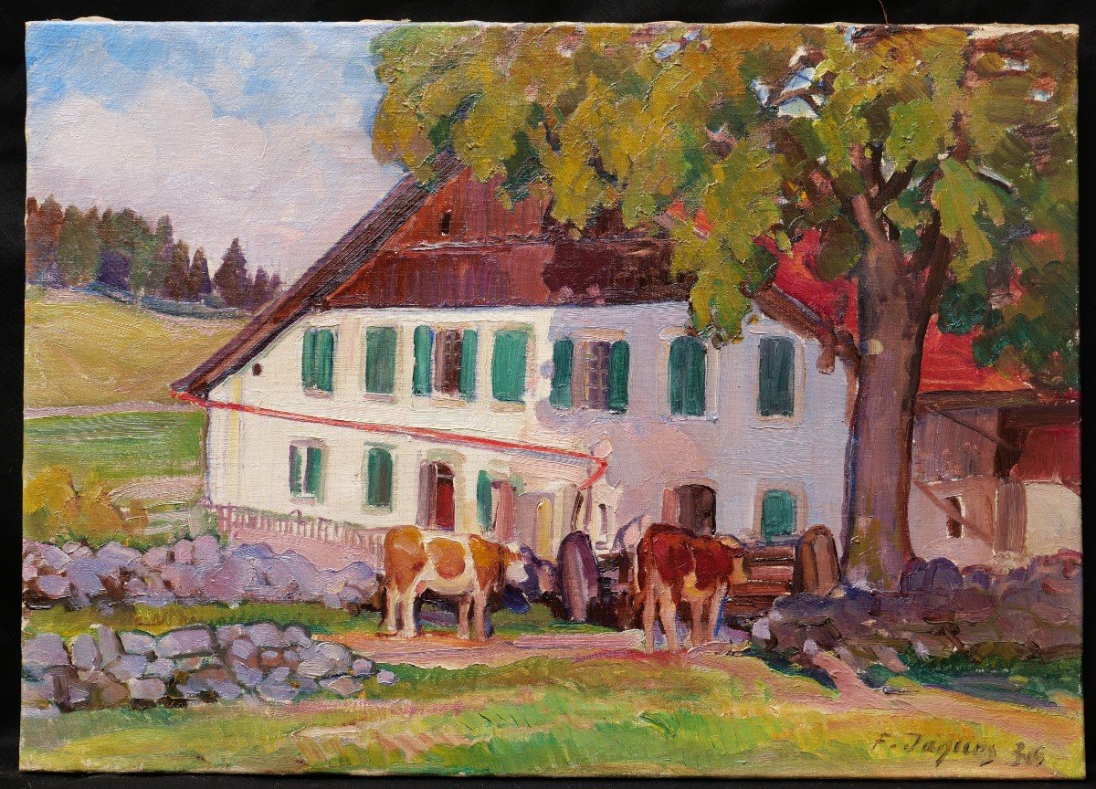 François Louis Jaques, Farm And Cows In The Jura-photo-4