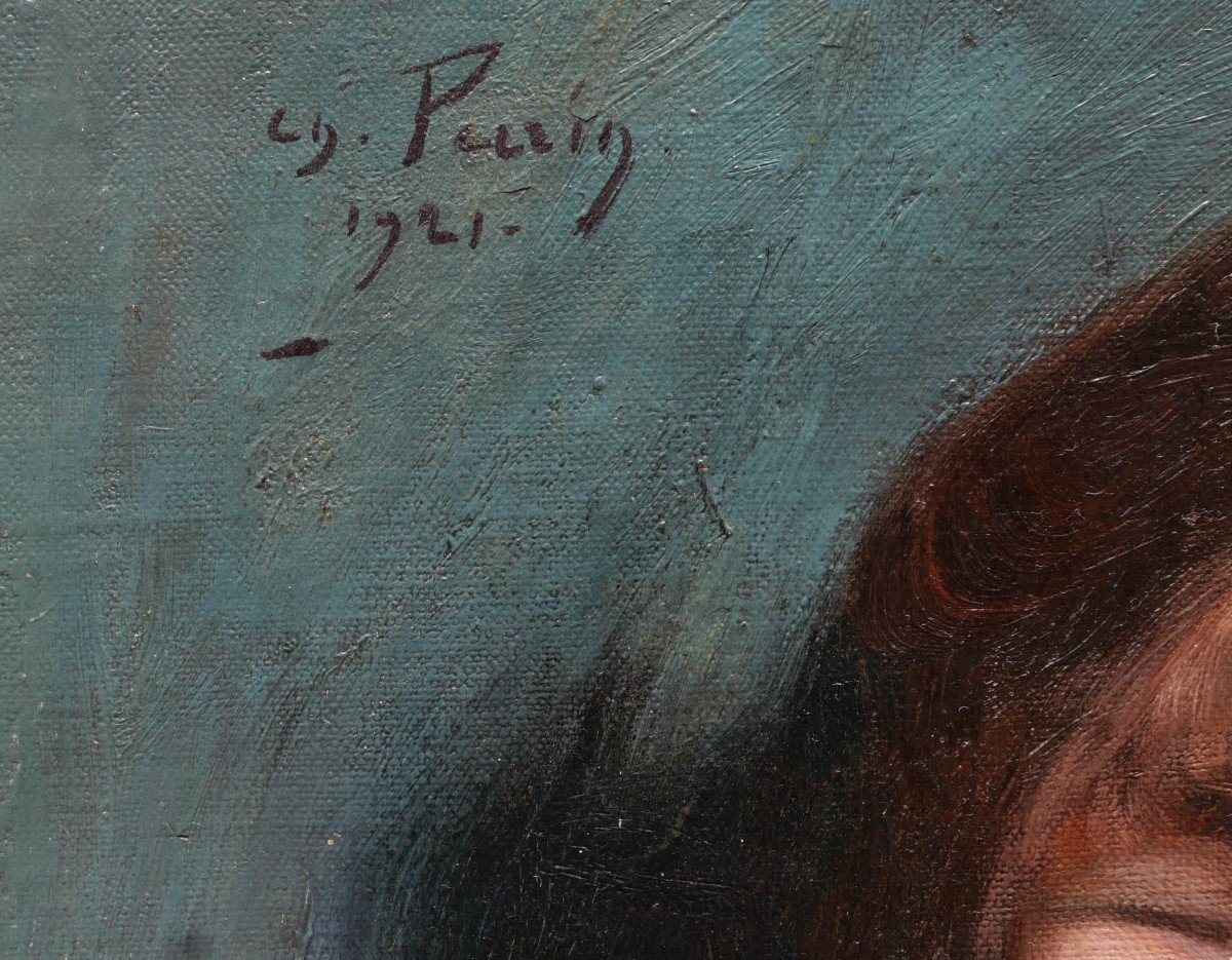 Charles Perrin, Portrait Of A Young Girl With Green Eyes-photo-3