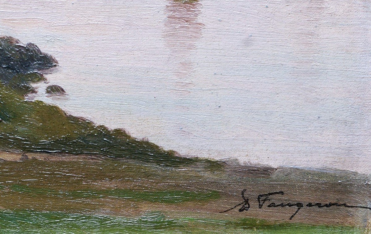 Adolphe FAUGERON, Bateaux au mouillage à l'Île Verte, Locquirec-photo-3