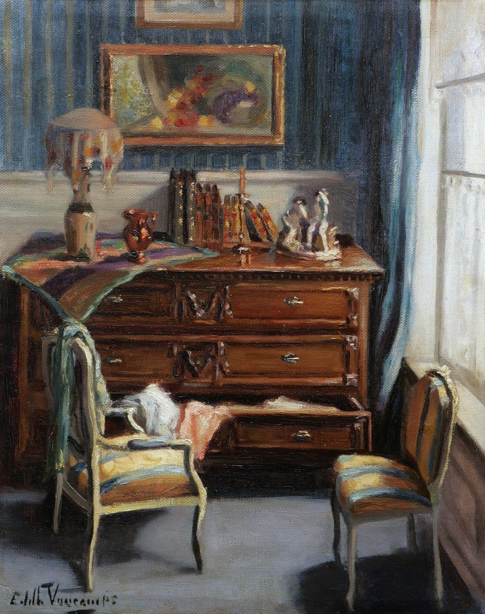 Édith VAUCAMPS,  Intérieur à la commode ouverte