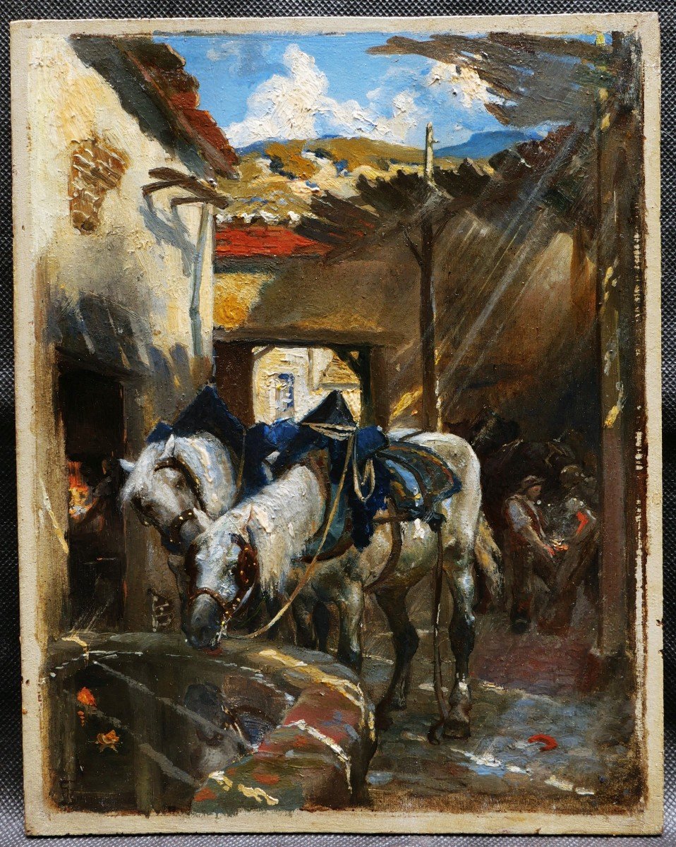Georges RÉCIPON, Chevaux à l'abreuvoir-photo-4