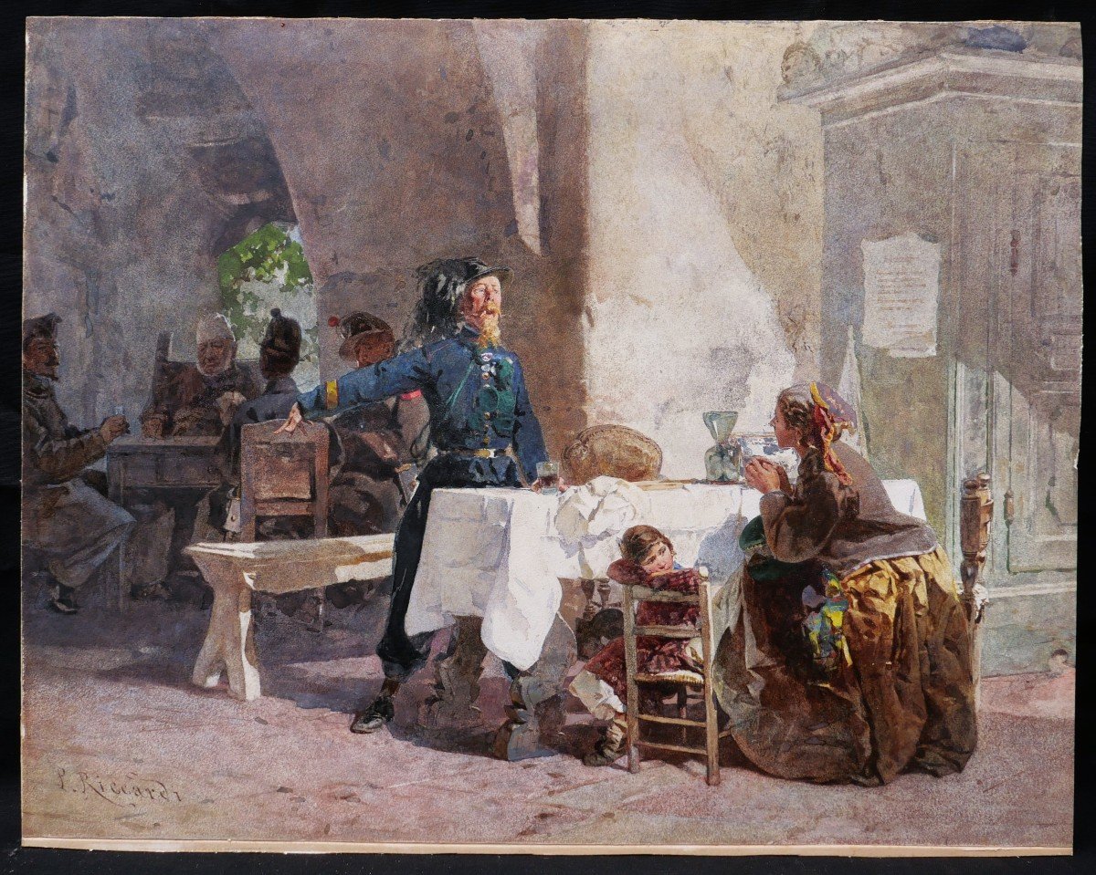 Paolo RICCARDI, Bersagliere, mendiante et enfant dans une auberge-photo-3