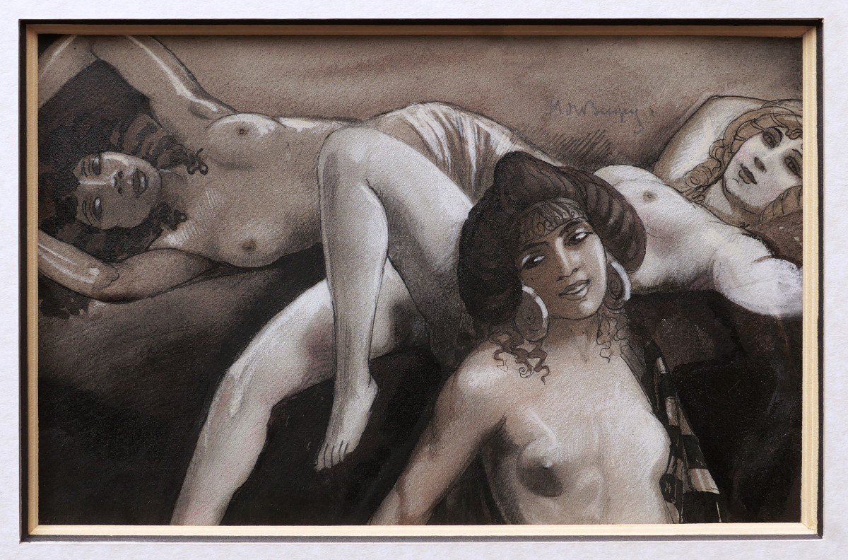 Maurice JAUBERT de BECQUE, Trois Orientales nues (projet pour Sonnica la Courtisane)-photo-4