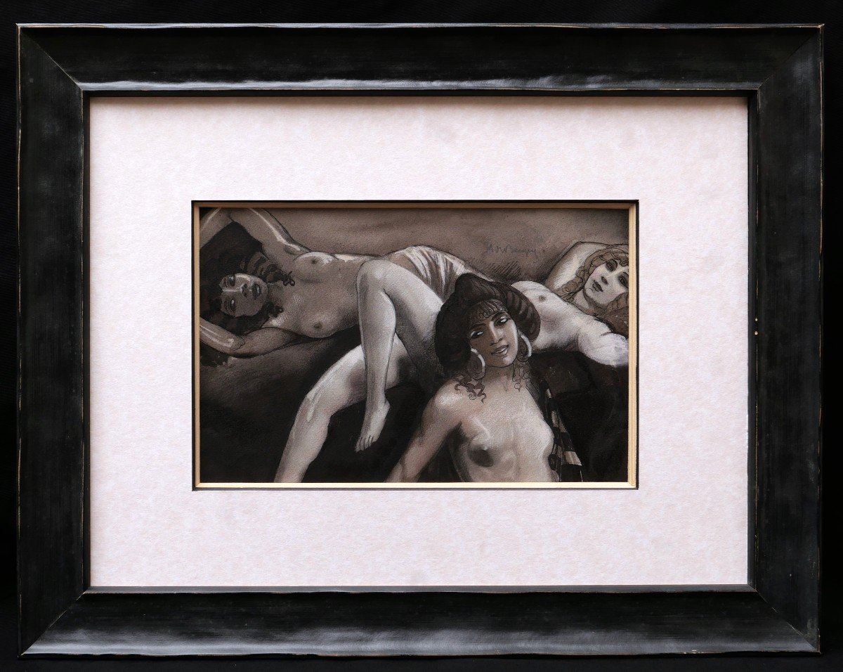 Maurice JAUBERT de BECQUE, Trois Orientales nues (projet pour Sonnica la Courtisane)-photo-2