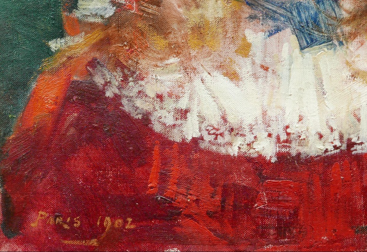 Louis-charles Spriet, Portrait Of A Little Girl In A Red Dress-photo-3