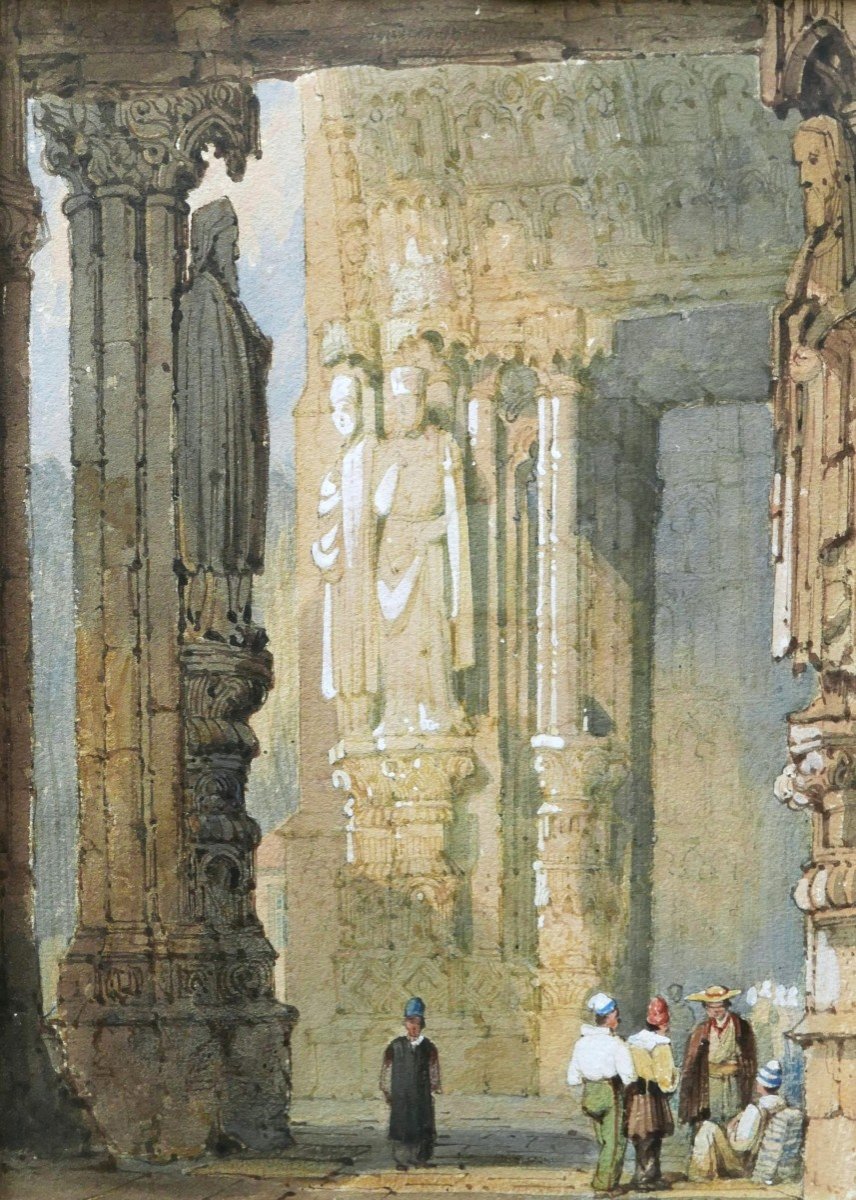 Samuel PROUT, Pèlerins sous le Portail Nord de la Cathédrale de Chartres