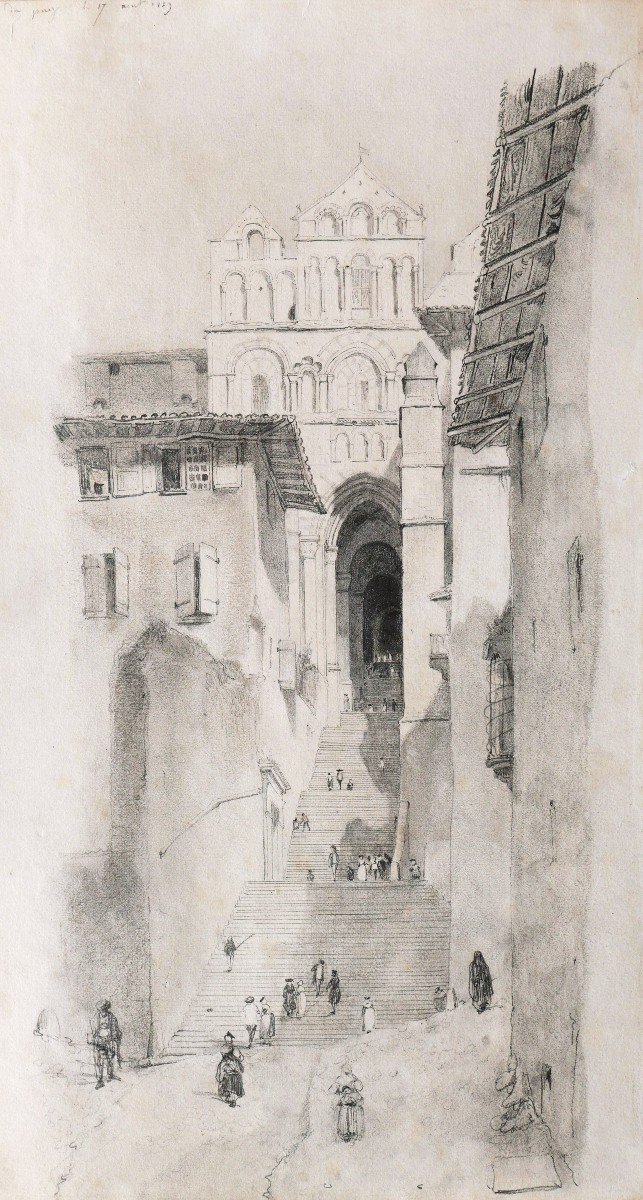 Attributed To François Alexandre Pernot, Animated View Of Puy-en-velay