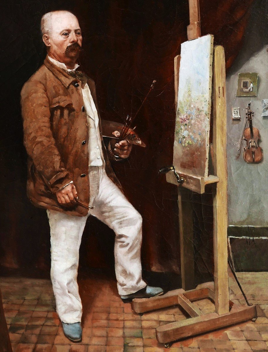 Attributed To Jules Ernest Gréby, Self-portrait Of The Artist In His Studio-photo-2