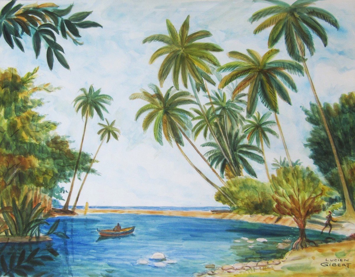 Lucien GIBERT, Paysage de la Martinique ou d'Afrique 