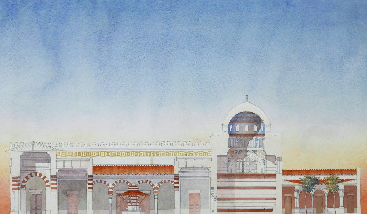 Denis-Louis DESTORS, Plan en coupe transversale d'un monastère en Égypte-photo-2