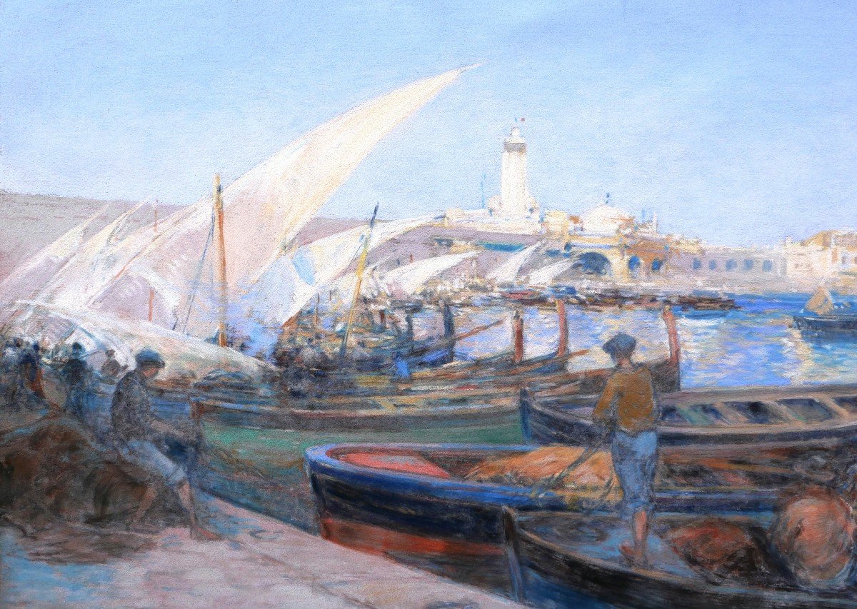 Henri Pierre Paillard, Lively View Of The Port Of Algiers-photo-2