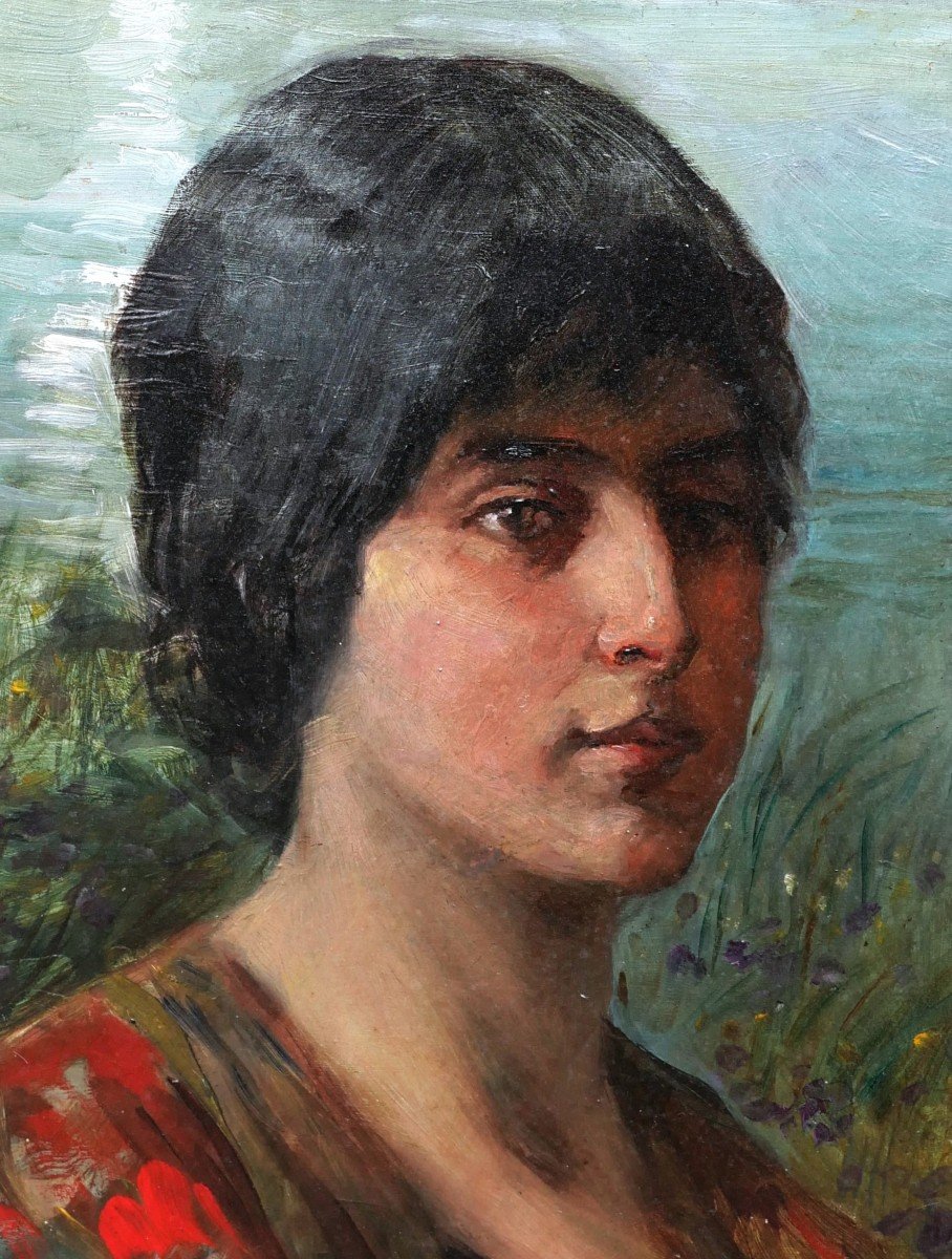 Eduardo Urquiola Y Aguirre, Portrait Of A Woman From The Basque Country By The Sea-photo-2