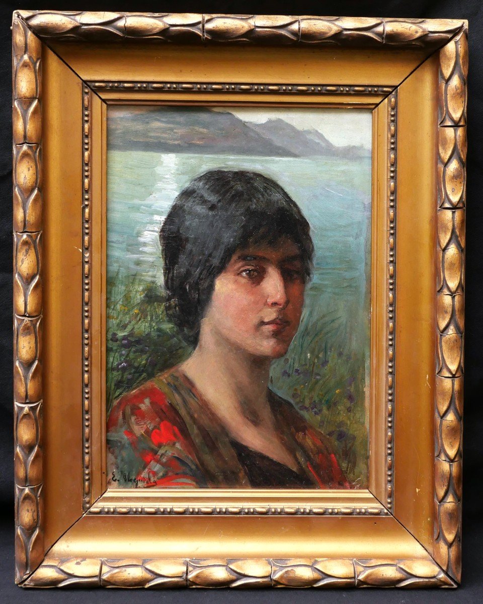 Eduardo Urquiola Y Aguirre, Portrait Of A Woman From The Basque Country By The Sea-photo-4