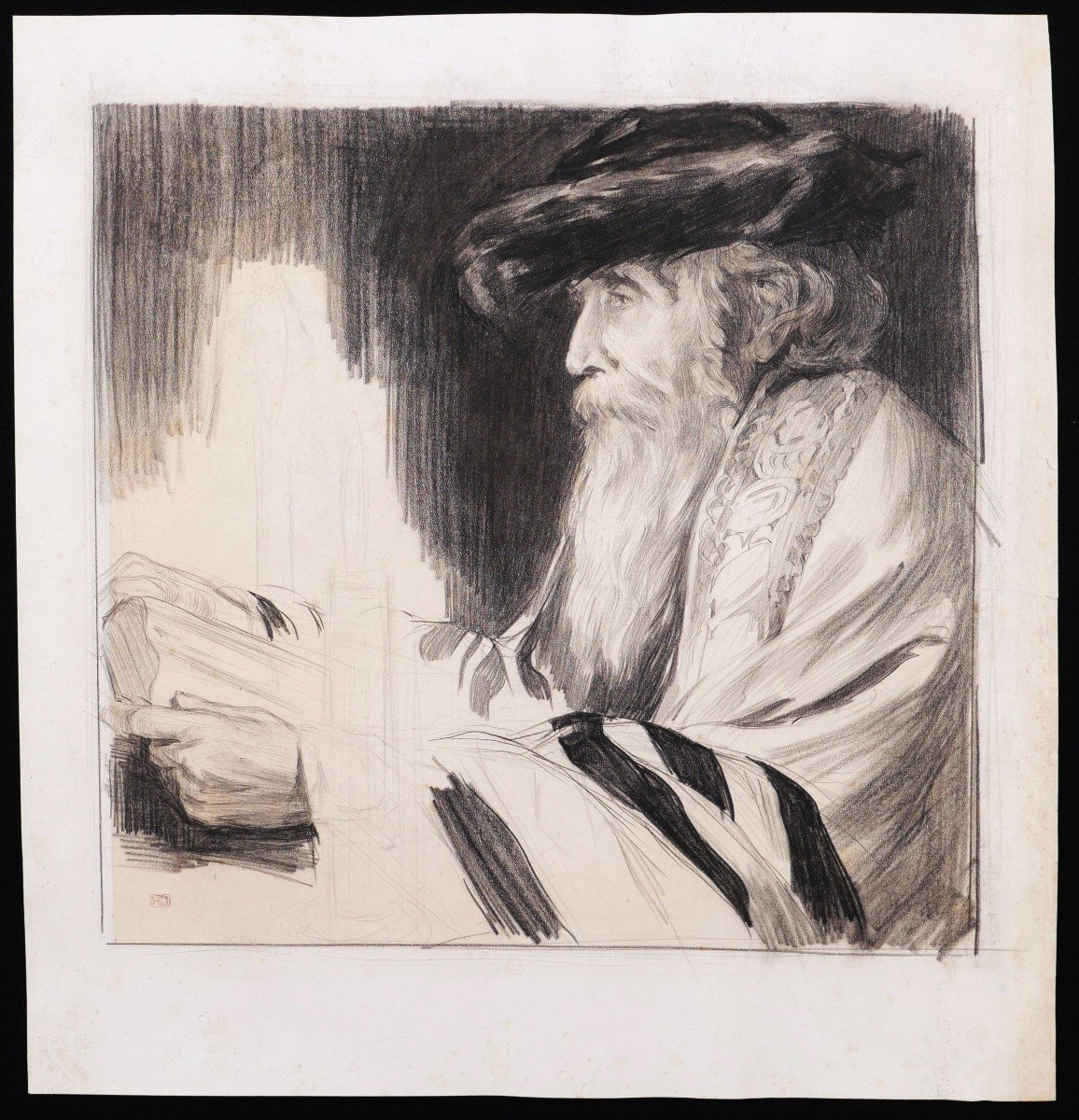 French Or Foreign School Circa 1900, Rabbi Reading The Torah-photo-1