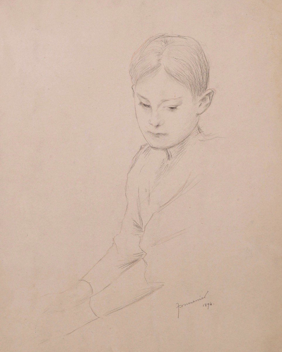 Jules-Alexis MUENIER, Portrait de jeune femme les mains jointes-photo-3