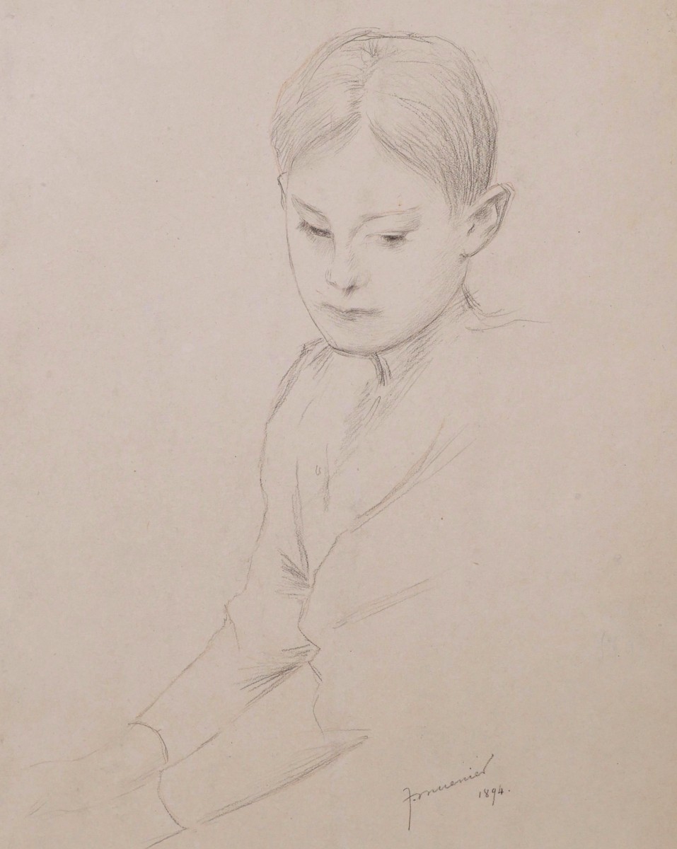 Jules-Alexis MUENIER, Portrait de jeune femme les mains jointes-photo-2