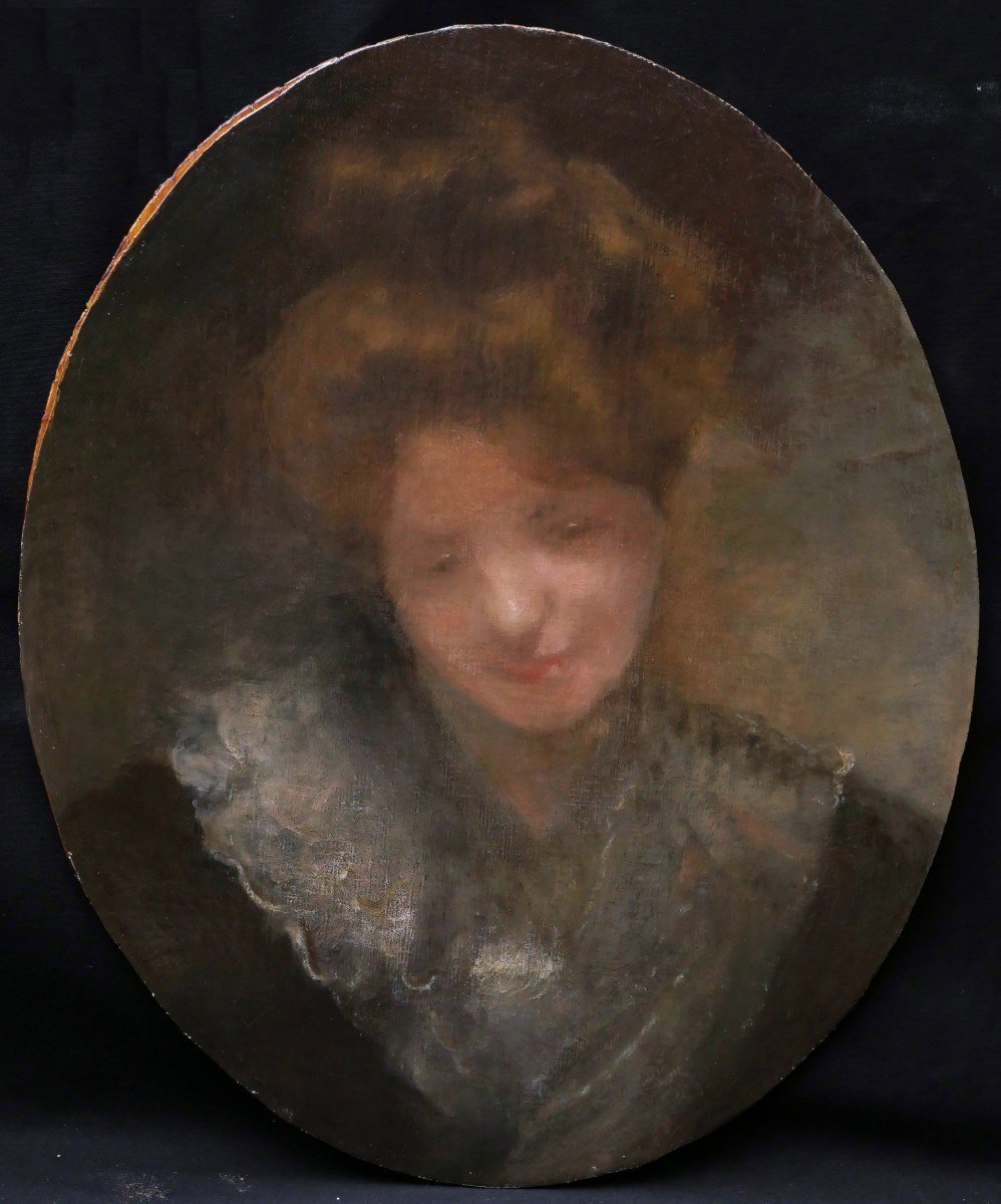 Armand BERTON, Portrait de femme les yeux baissés-photo-2