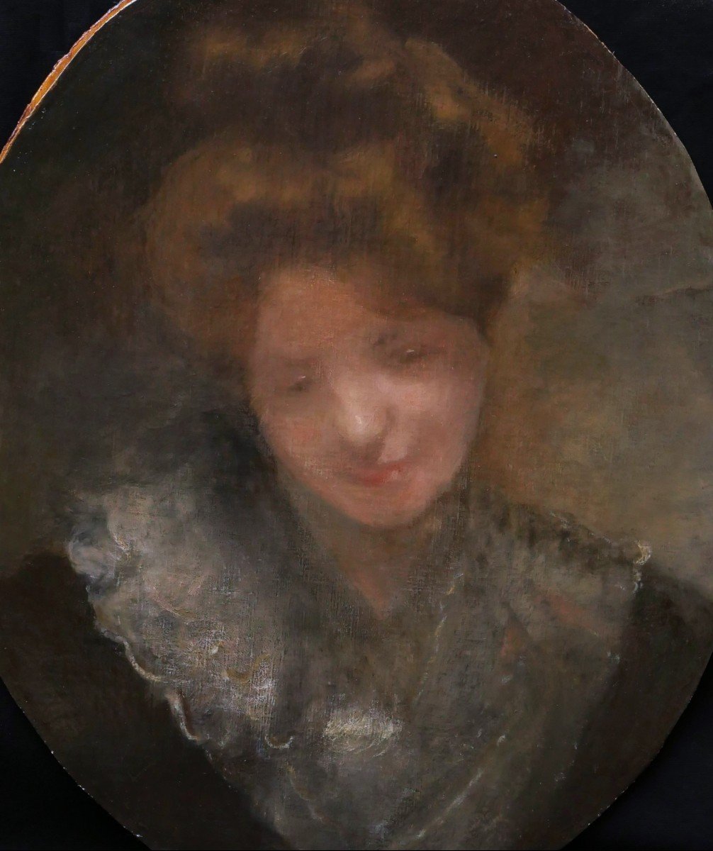 Armand BERTON, Portrait de femme les yeux baissés-photo-3