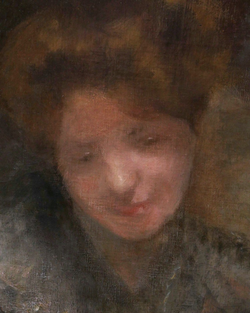Armand BERTON, Portrait de femme les yeux baissés-photo-1